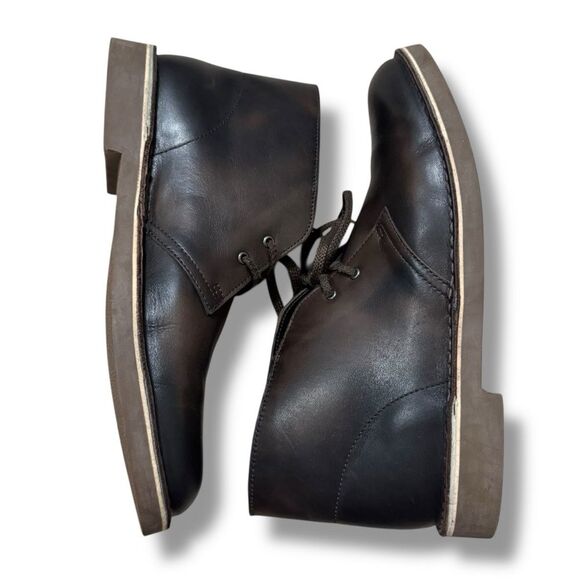 Clarks Shepton Chukka Boots 9.5 Leather Minimal Smart Casual Classic Style main image 8